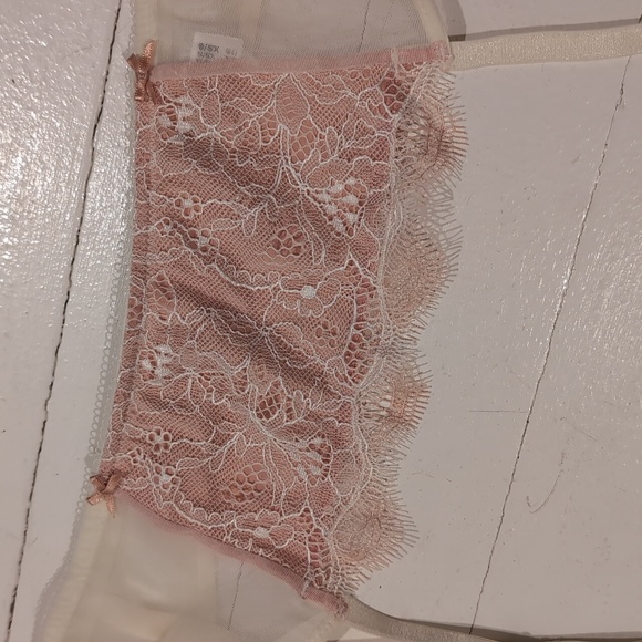NWOT Ivory and Pink Lace Mesh Garter Belt XS/S b.tempt'd by Wacoal - Picture 2 of 7